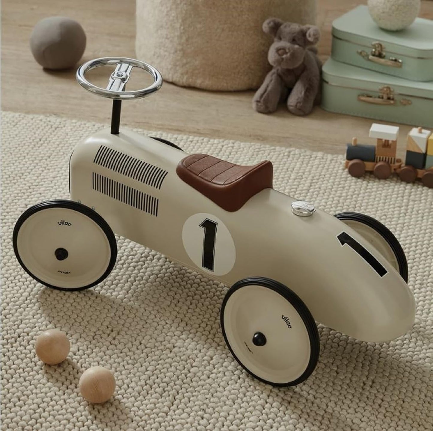 Porteur en métal, Vintage blanc crème