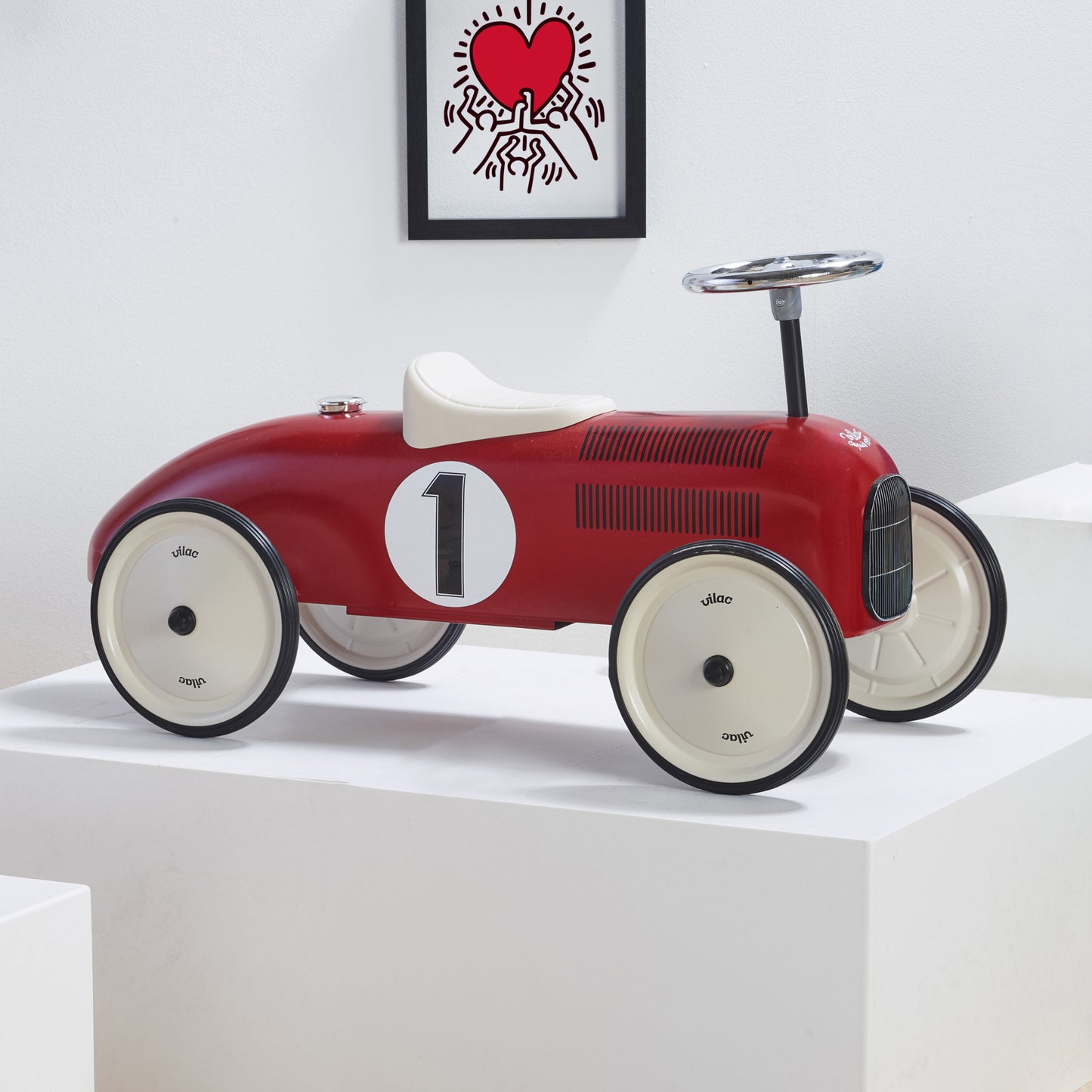 Porteur en métal, Vintage Rouge & Blanc crème